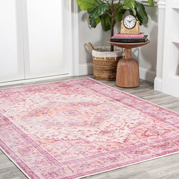 Alacati Ogee Medallion Washable Area Rug